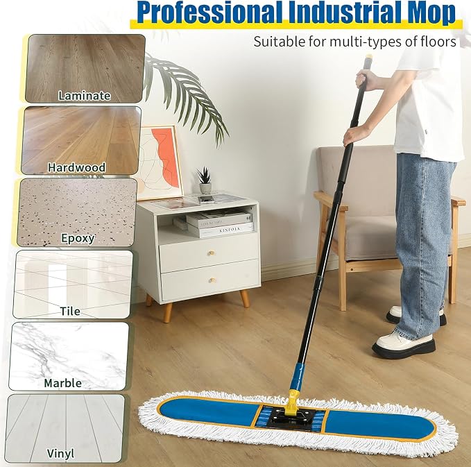 24" Commercial Dust Mop for Floor Cleaning, Heavy Duty Large Industrial Floor - Image 3
