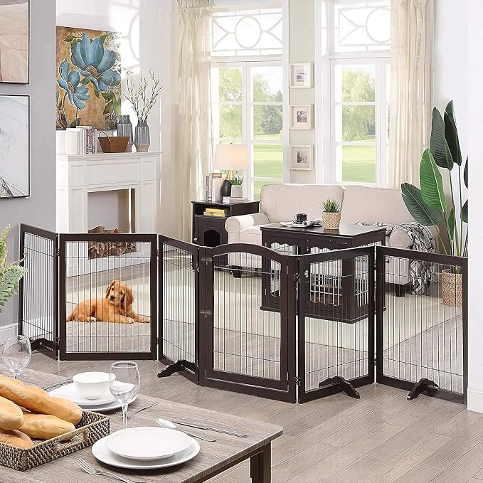 unipaws 144" Extra Wide Dog Gate and Pet Playpen, Free Standing Tall Dog Fence - Image 2