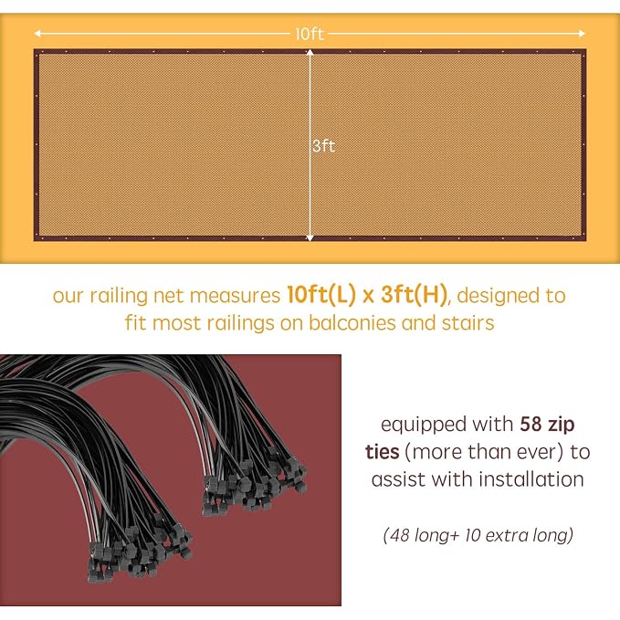 Banister Guard Safety Net for Baby, 10ft x 3ft Stair Railing Mesh Barrier for - Image 4
