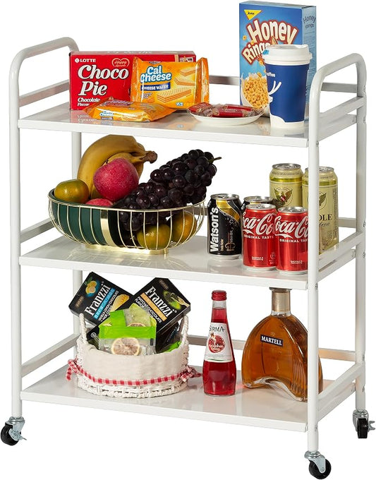 DCLRN 3 Tier Rolling Cart with Lockable Wheels Sturdy Construction, Solid by DCLRN