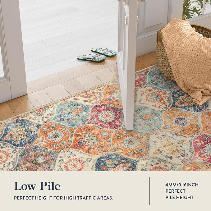 Lahome Moroccan Hallway Runner Rug, Oriental Laundry Room Rug Non-Slip Vintage - Image 3