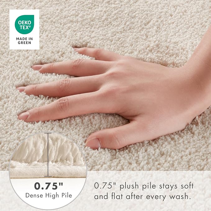 Madison Park Marshmallow Bathroom Rug Non Slip, Luxrurious Plush Bath Mat - Image 4