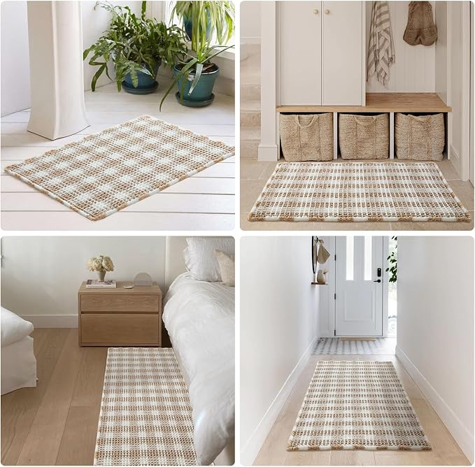 Waffle Runner Rug Bathroom, Long Boho Bathroom Rugs Non Slip Washable Absorbent - Image 8