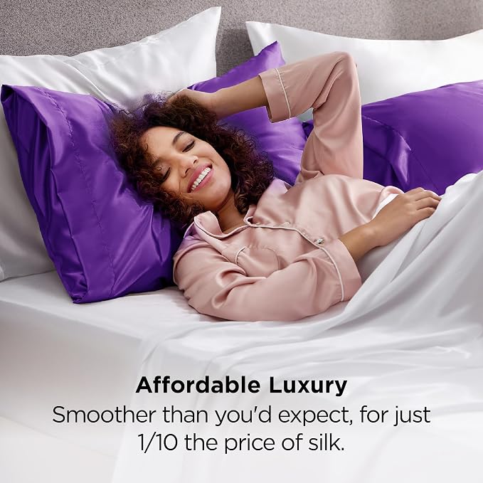 Bedsure Satin Pillowcases, Similar to Silk Pillow Cases Queen Size Set of 2 - Field & Grace