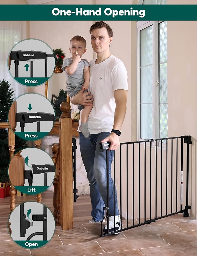 Babelio Easy to Remove & No Bottom Bar Baby Gate, 35.5-55" Extra Wide Hardware - Image 4