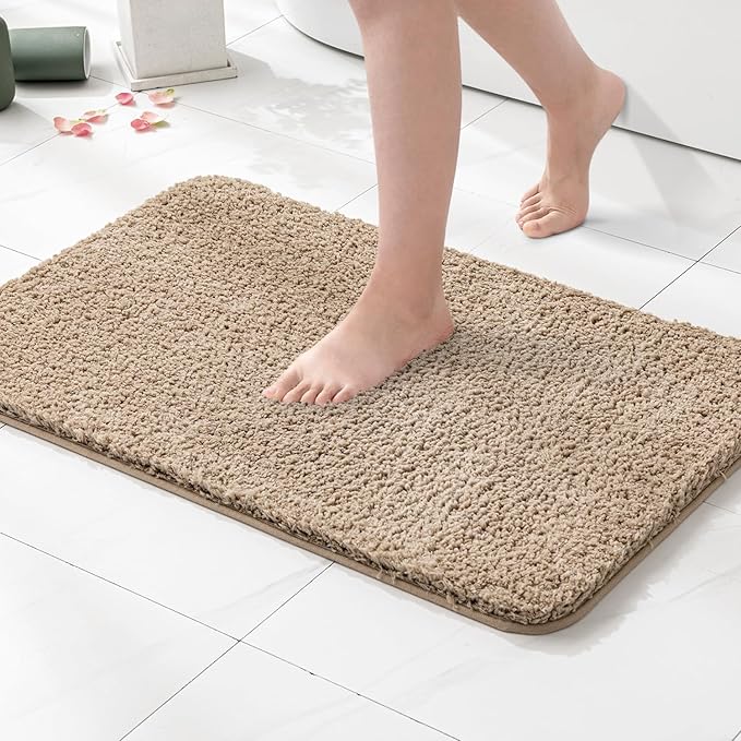 MIULEE Tan Absorbent Bathroom Rugs, Soft Large Bath Mats Non-Slip and by MIULEE