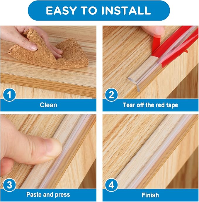 Baby Proofing, 0.6in Edge Protector Strip Clear, Thickened Silicone Soft Corner - Image 6