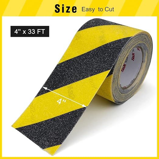 S&X Black/Yellow Anti Slip Tape 4" x 33 FT, Heavy-Duty Grip Tape - Image 6