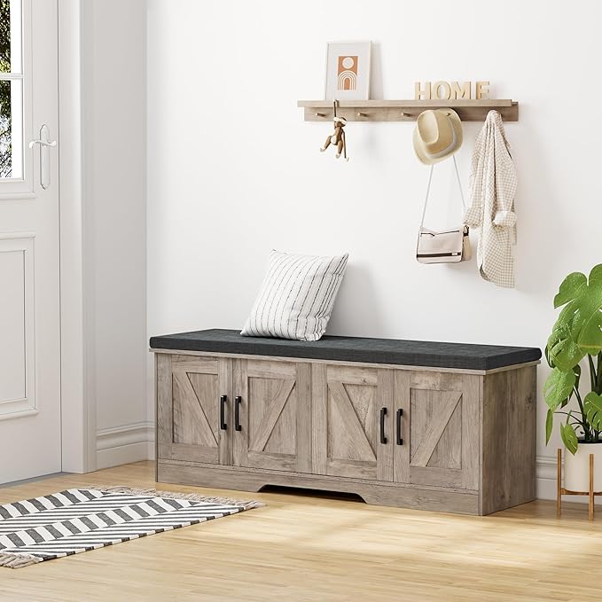 2-Tier Storage Bench, 47.2" Wide Shoe Bench - Image 7