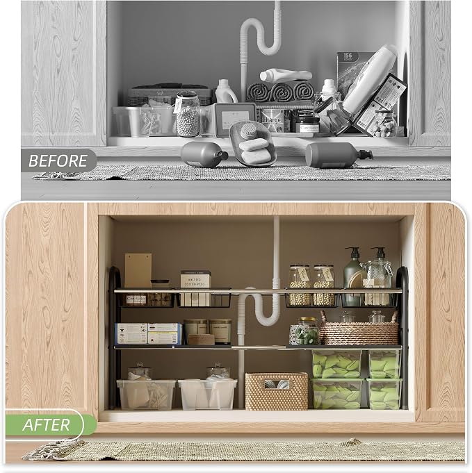 NETEL Under Sink Organizers and Storage, 2 Tier Expandable Under Cabinet - Image 4