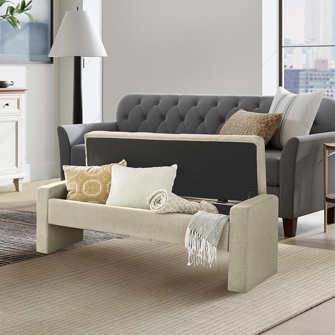55" Modern Upholstered Storage Bench - Image 8