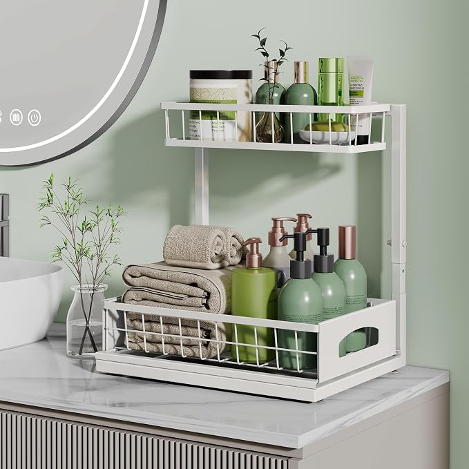 Under Sink Organizer, 2 Pack Height Adjustable Cabinet Organizer - Image 6