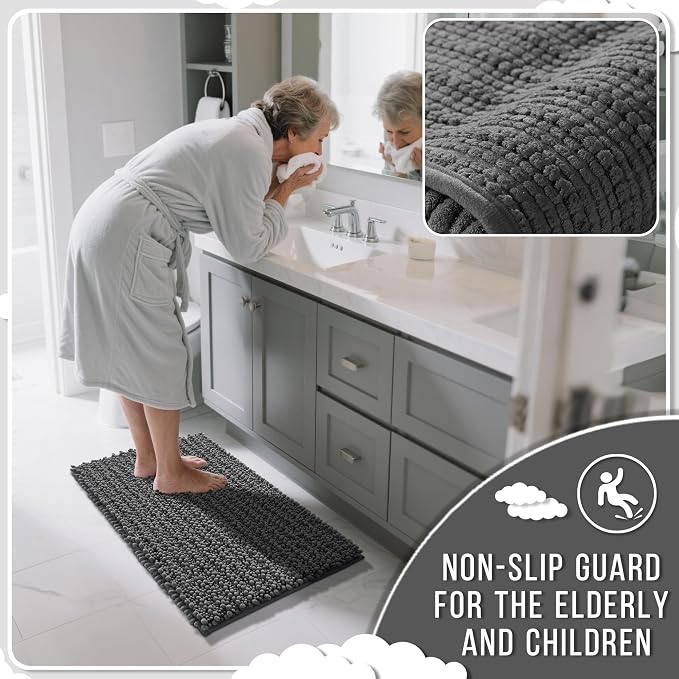Yimobra Long Bathroom Rugs Non Slip Washable 44x24 Inch - Field & Grace