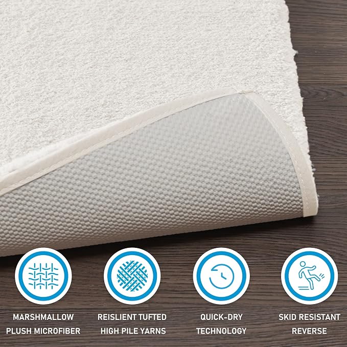 Madison Park Marshmallow Bathroom Rug Non Slip, Luxrurious Plush Bath Mat - Image 5