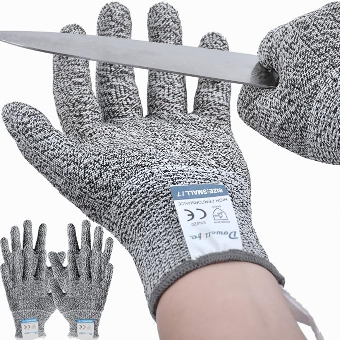 Dowellife 3 Pairs Cut Resistant Gloves Food Grade Level 5 Protection, Safety by Dowellife