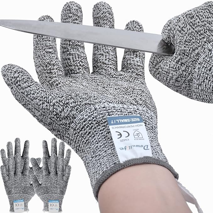 Dowellife 3 Pairs Cut Resistant Gloves Food Grade Level 5 Protection, Safety by Dowellife