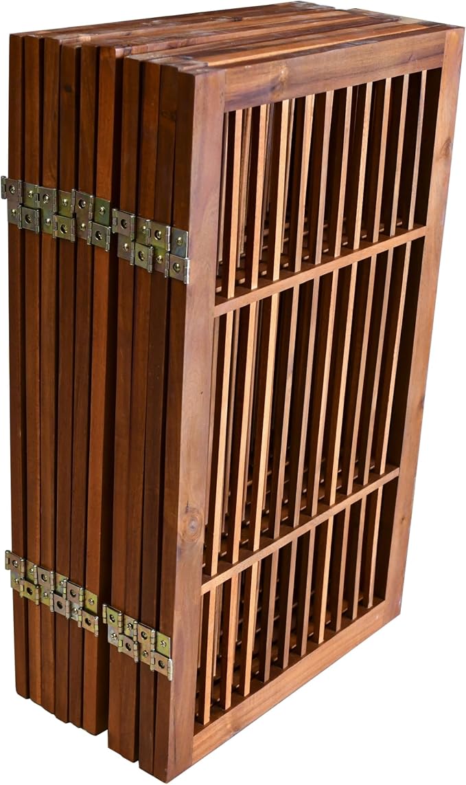 Pet Dog Gate Strong and Durable Freestanding Folding Acacia Hardwood Portable - Image 4