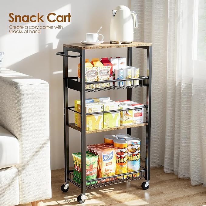 Slim Storage Rolling Cart, 4 Tier Narrow Cart - Image 5