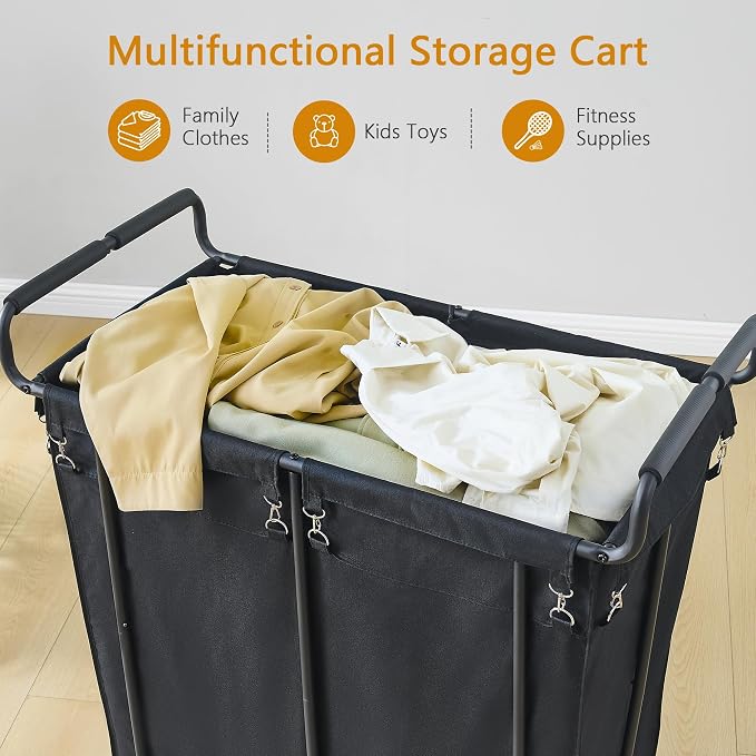 Large Laundry Hamper with Wheels, 360L Rolling Big Laundry Basket - Field & Grace
