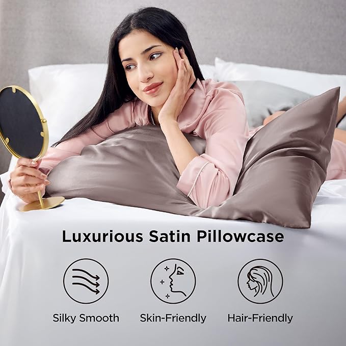 Bedsure Satin Pillowcases, Similar to Silk Pillow Cases Queen Size Set of 2 - Image 3