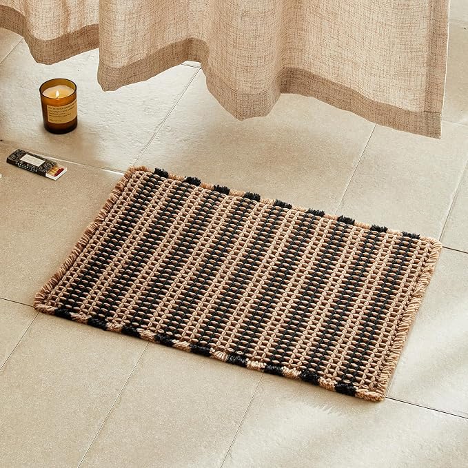 Waffle Bath Mat, Boho Bathroom Rugs Non Slip Washable Super Absorbent Quick Dry by TYUU
