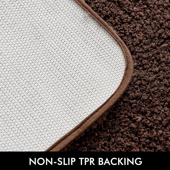 MIULEE Microfiber Toilet Bath Mat U-Shaped Contour Shaggy Bathroom Rugs Non - Image 5