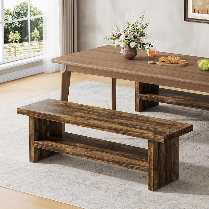 2 Tier Entryway Bench, 47.24" Shoe Bench, Rustic Shoe Rack, Wooden Storage Bench - Image 7