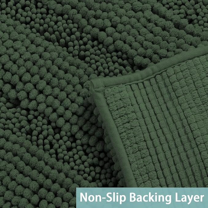 Turquoize Non Slip Shaggy Chenille Microfibers Bathroom Rug Bronze Green - Image 4