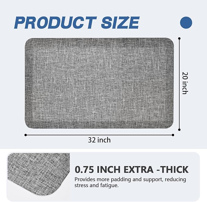 Anti Slip 3/4 inchs Anti Fatigue Kitchen Floor Mat, Ergonomic Comfort Standing - Image 3