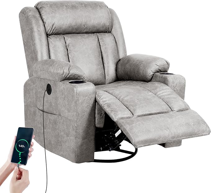 LEVELEVE Retro Rocking Recliner Chair, Massage Rocker Recliner Chair by Enjoyyourlife