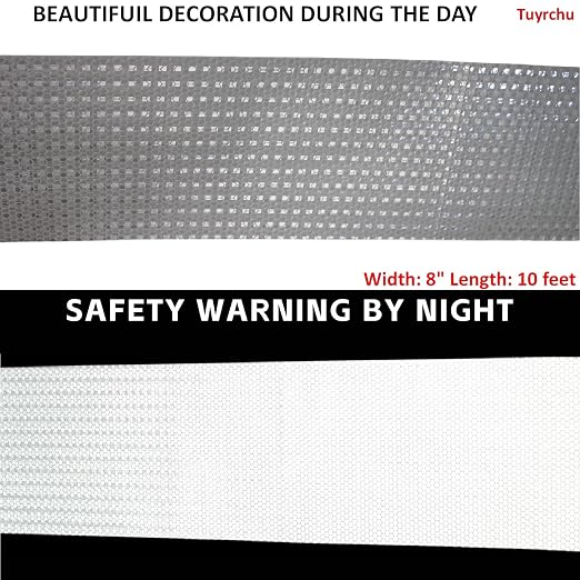 White Reflective Tape 8 inch Wide, Outdoor Waterproof Hazard Conspicuity Safety - Image 3