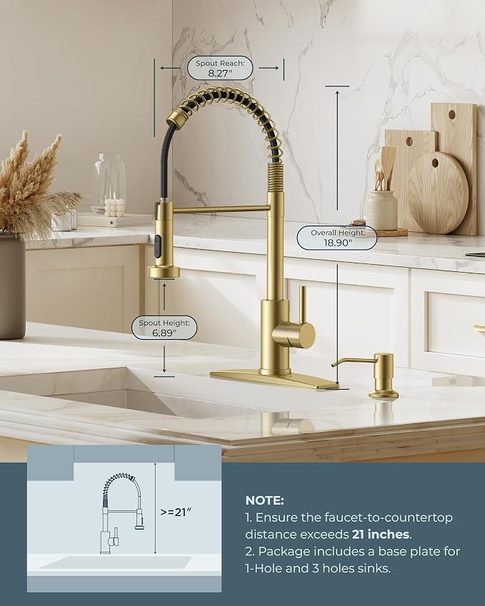 FORIOUS Kitchen Faucet with Soap Dispenser, Farmhouse Camper Bar Laundry Room - Image 5