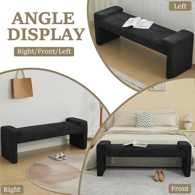58.7" End of Bed Upholstered Bench Modern Bedroom Bench - Image 7