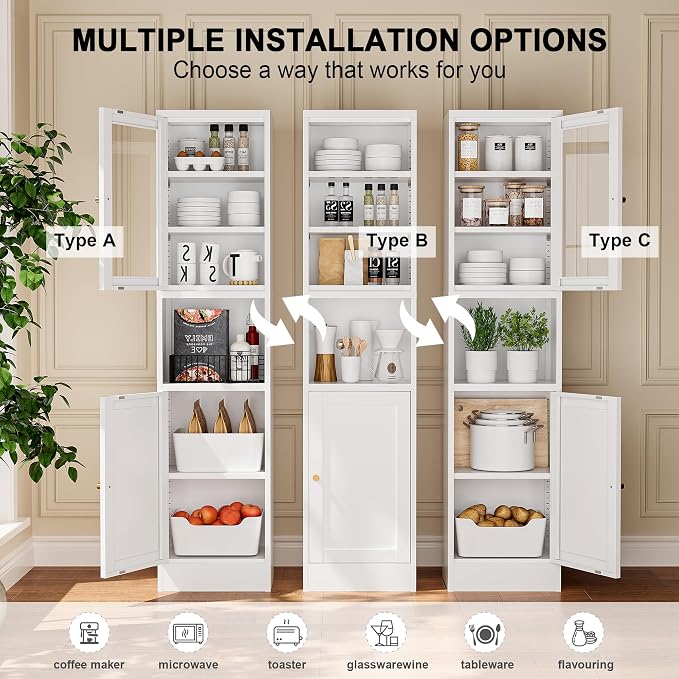 Narrow Glass Door Storage Cabinet Tall Metal Storage Cbinets - Image 5