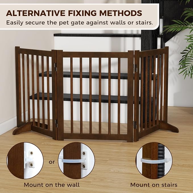 Indoor Dog Gate, Wooden Freestanding Dog Gate - Image 3
