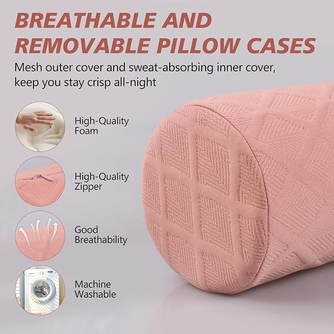 Cozyhealth Cervical Roll Pillow, Medium Soft Memory Foam Neck Round Pillow - Image 5
