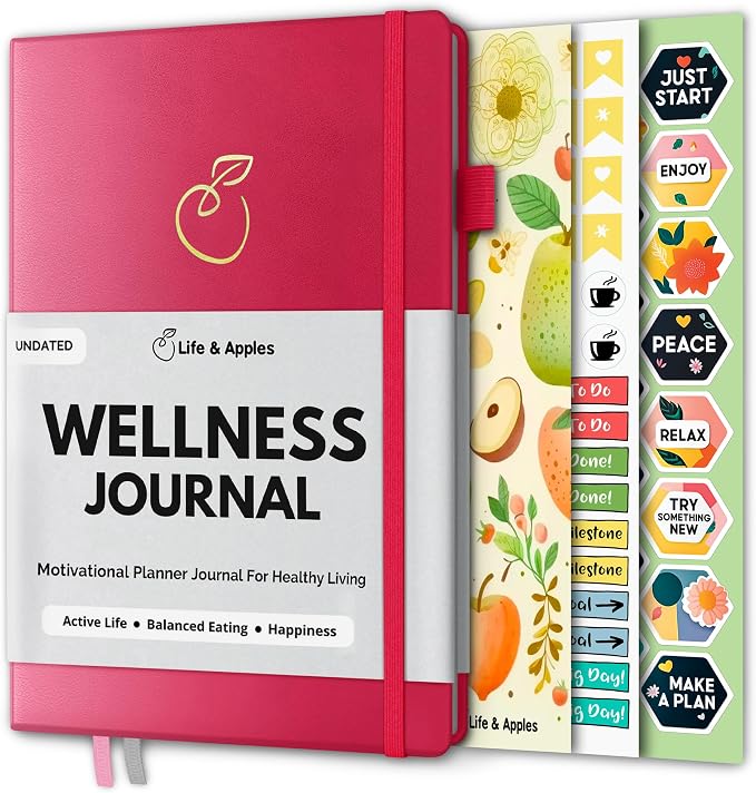 Life & Apples Wellness Journal Planner – Food Log, Fitness Tracker, Habit by LifeApples
