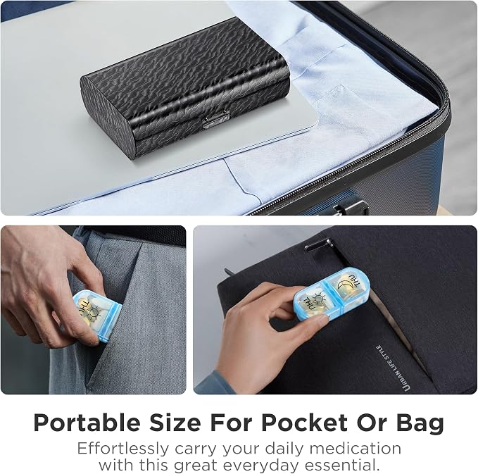 Zannaki Metal XL Weekly Pill Organizer 2 Times a Day, Large Travel Daily Pill - Image 6