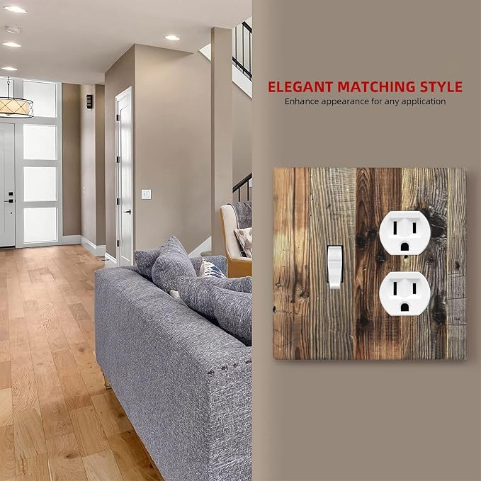 Barn Brown Wood Rustic Weathered Wood Print Wallplates 1 Toggle 1 Duplex Switch - Image 7