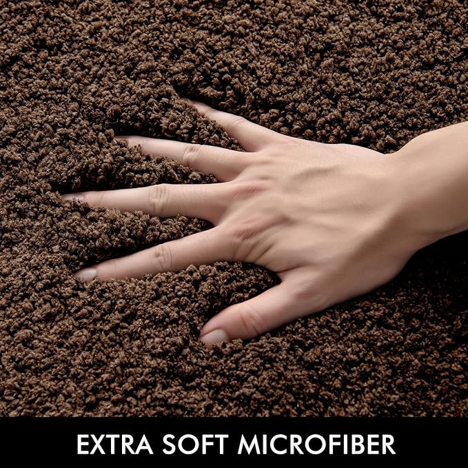 MIULEE Microfiber Toilet Bath Mat U-Shaped Contour Shaggy Rugs Non Slip Extra - Image 3