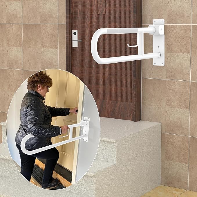 Toilet Grab Bar 30.3 Inch, YuanDe White Anti-Slip Support Rail, U Shaped - Image 6