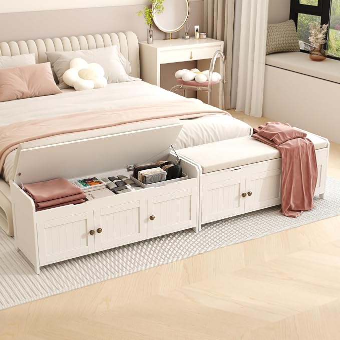 HOMEFORT 41.3" Shoe Bench with Lift Top Storage, Entryway Bench with Cushioned - Image 2