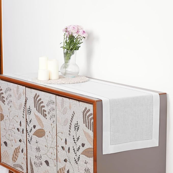 D'Moksha Homes Linen White Table Runner 36 Inches - Image 3