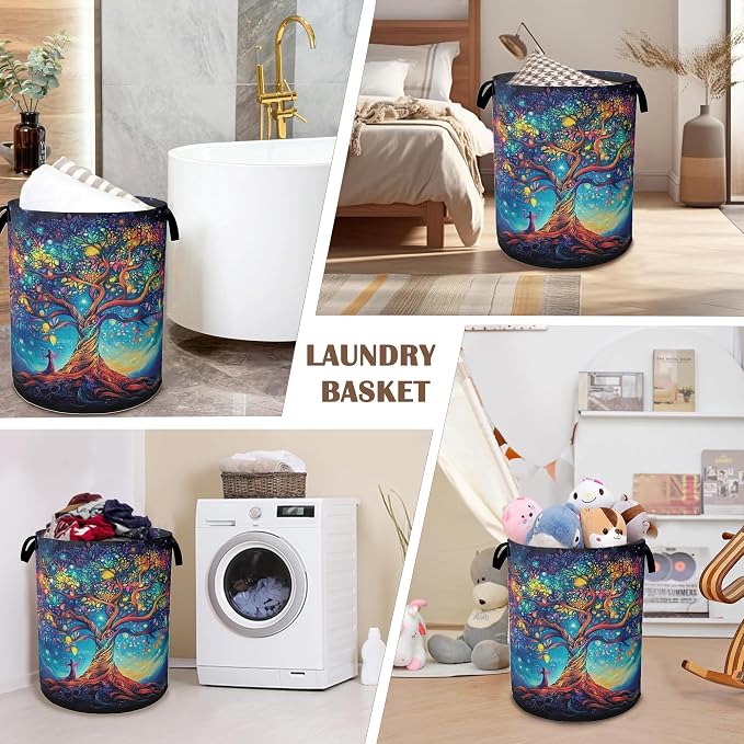 Cosmic Tree Laundry Hamper, Collapsible Laundry Baskets, Tree of Life Dirty - Image 7
