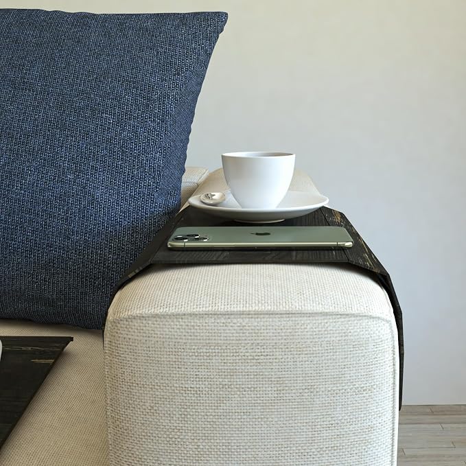 Set of 2 Wooden Sofa Tray, Armrest Tray Table - Image 3