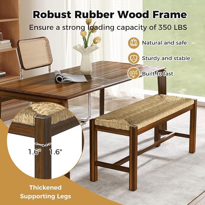 GOFLAME 40” Dining Bench Set of 2, Farmhouse Boho Entryway Bench - Image 5