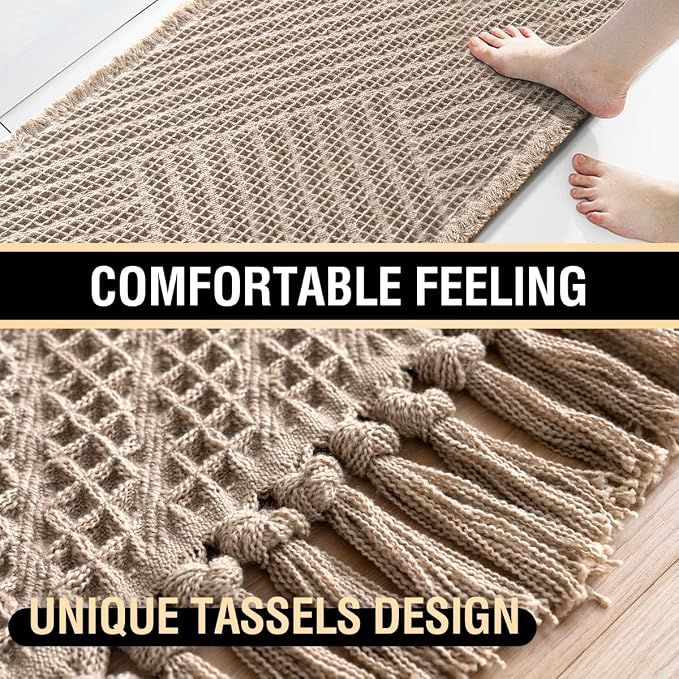 H.VERSAILTEX Waffle Bath Runner Rug Long Bath Mat Super Absorbent Boho Bath - Image 6