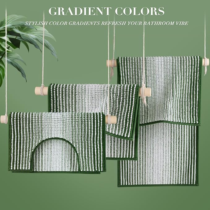 BSICPRO Bathroom Rugs Sets 3 Piece, Toilet Rugs U-Shaped Contour Bath Mat Set - Image 4