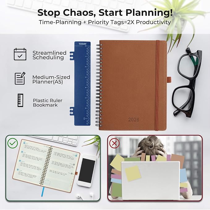Planner 2026 Daily Weekly and Monthly, 12 Months Spiral Bound Calendar Agenda - Image 8