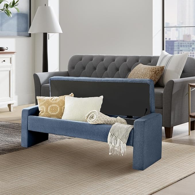 55" Modern Upholstered Storage Bench - Image 6